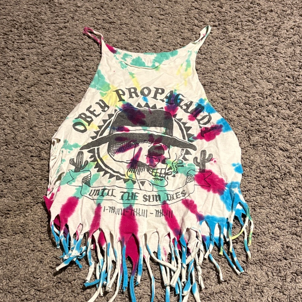 Obey propaganda Colorful Fringe shirt